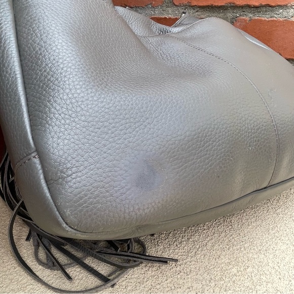 G.I.L.I. Leather Stirrup Hobo Bag with
Fringe in Dk Gray - Picture 15 of 16